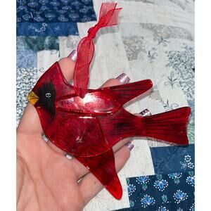 Vintage Red Glass Cardinal Ornament